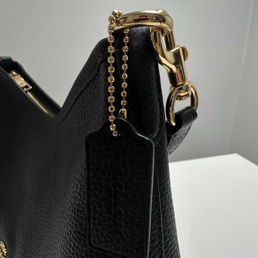 Coach Laurel Black Pebbled Leather Shoulder Bag with Gold Accents - Picture 3 of 8
